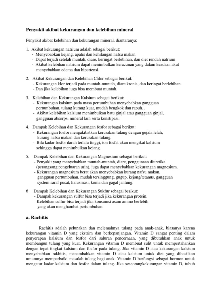 Penyakit akibat kekurangan dan kelebihan mineral docx