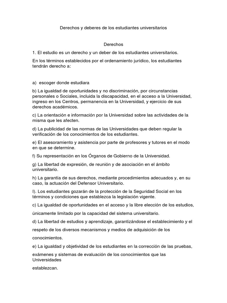 Derechos y Deberes Estudiantiles Universitarios | PDF | Derechos |  Democracia, image size:768x1024
