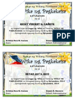 Certificate Buwan NG Wika FILIPINO