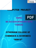 Computer Project: Ms Access:Working With Tables