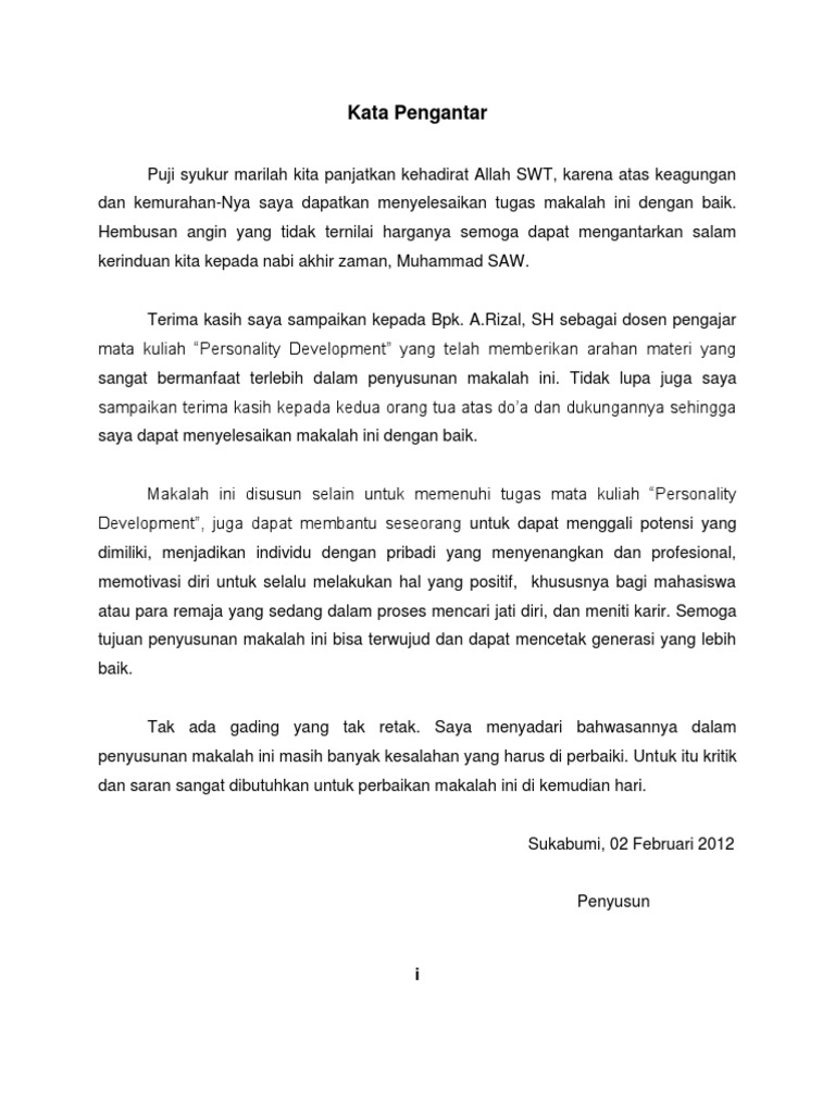 Tugas Makalah Percaya Diri