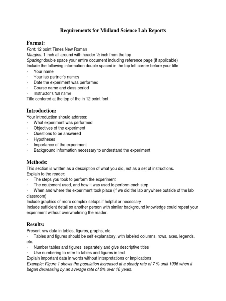 Requirements For Lab Reports | PDF | Experiment | Hypothesis