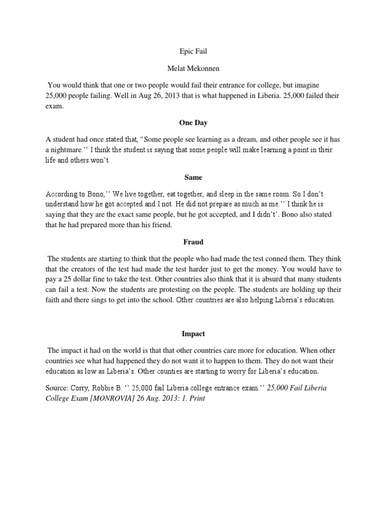 25,000 Fail Liberia College Exam | PDF