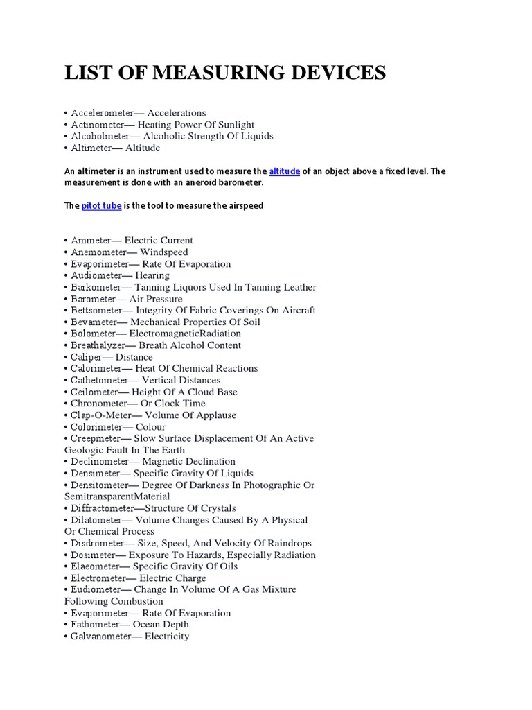 Measuring Devices Reference Guide | PDF