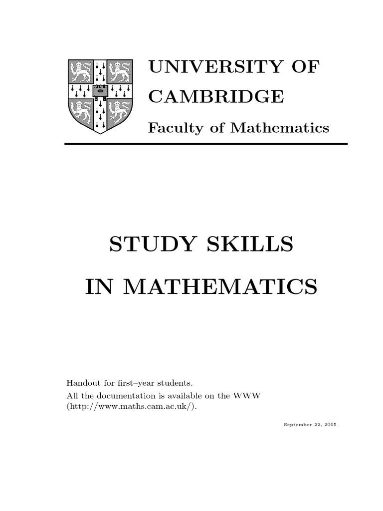 Study Skills for First-Year Mathematicians | PDF | Mathematical Proof ...