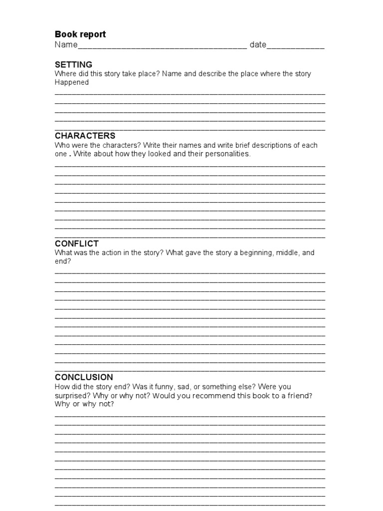 traditional book report format