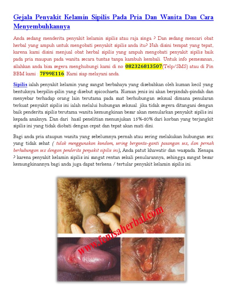 Gejala Penyakit Kelamin Sipilis Pada Pria Dan Wanita Dan Cara Menyembuhkannya 082326813507