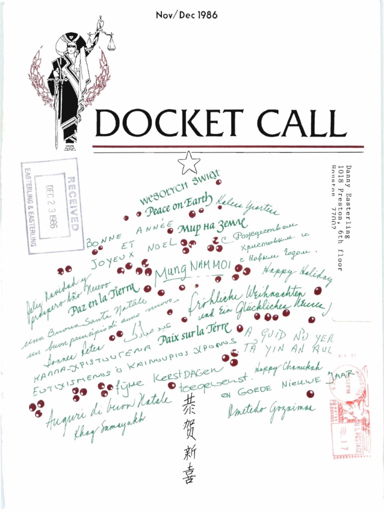 Docket Call: Nov/Dec 1986 Edition | PDF | Plea | Appeal