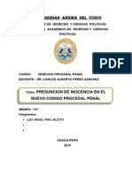 Universidad Andina Del Cusco: Presuncion de Inocencia en El Nuevo Codigo Procesal Penal