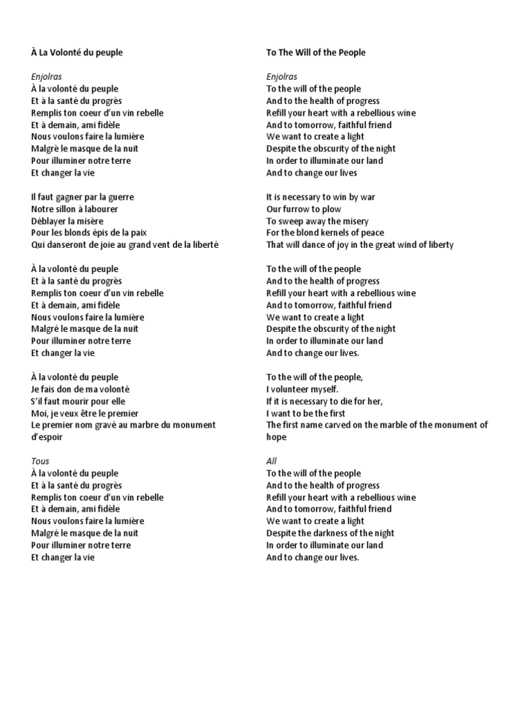 Les Miserables À La Volonté Du Peuple