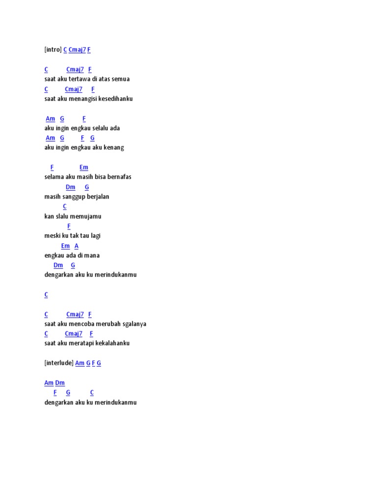 Dmasiv Merindukanmu Chord Pdf