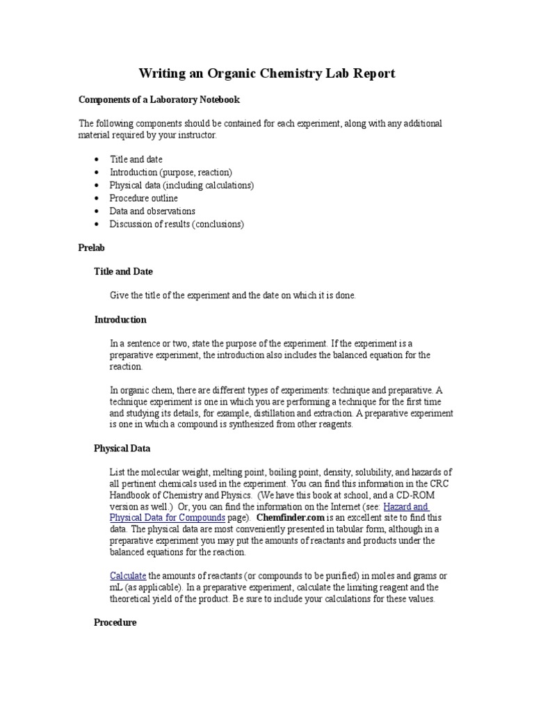 Writing An Organic Chemistry Lab Report  PDF  Organic Chemistry