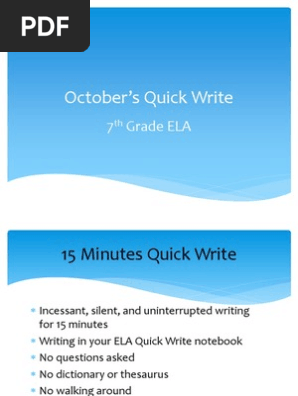 octobers quick write