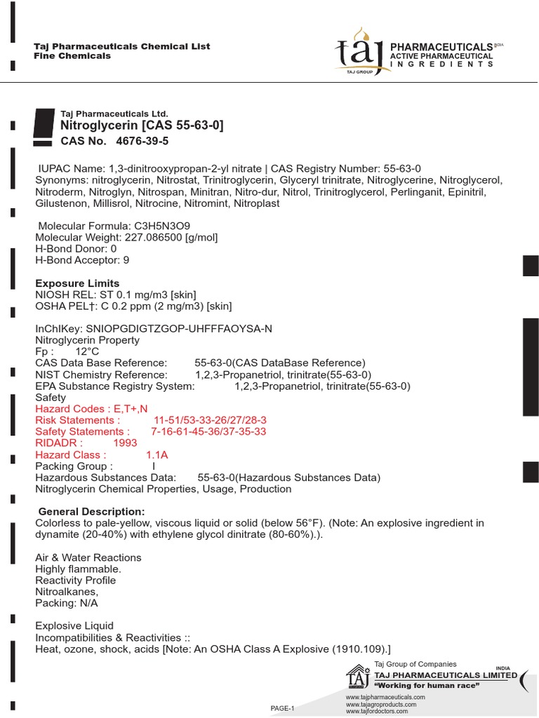 MSDS Nitroglycerin PDF PDF Explosive Material Explosion