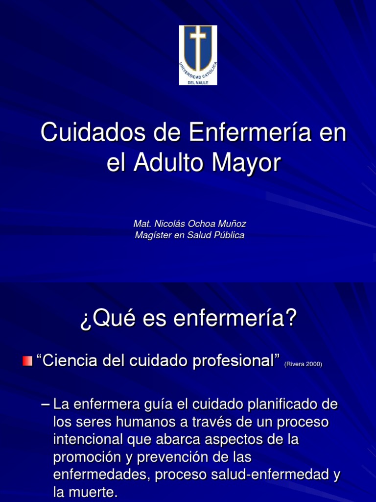 Cuidados de Enfermería en Adultos Mayores | PDF | Vejez | Enfermería