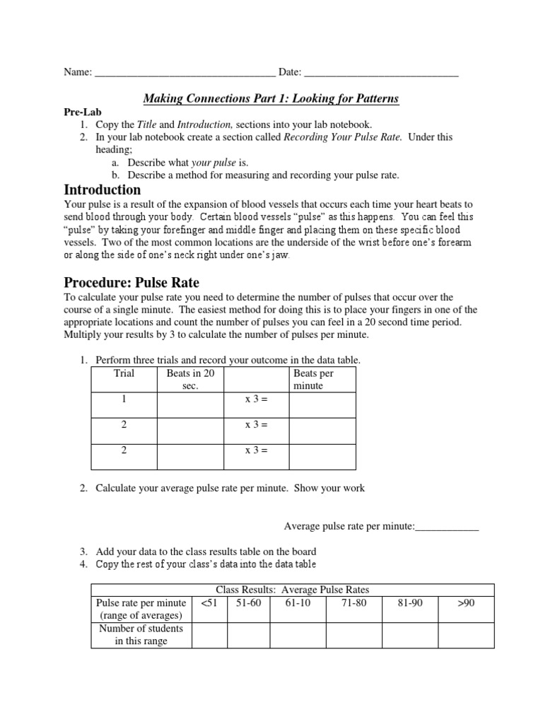 Making Connections Part 1: Looking For Patterns: Pre-Lab | PDF | Pulse ...