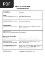 Cocoa Butter HACCP