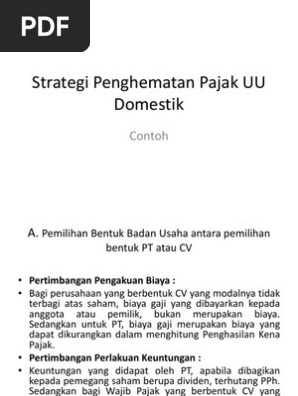 Contoh Perhitungan Penghematan Pajak