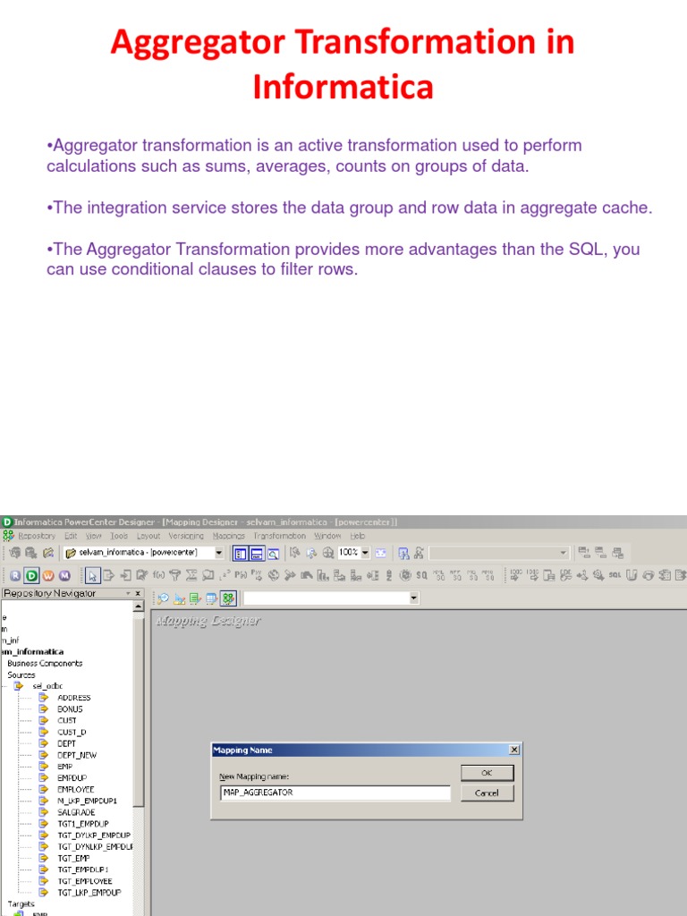 Aggregator Transformation Overview | PDF | Technology & Engineering