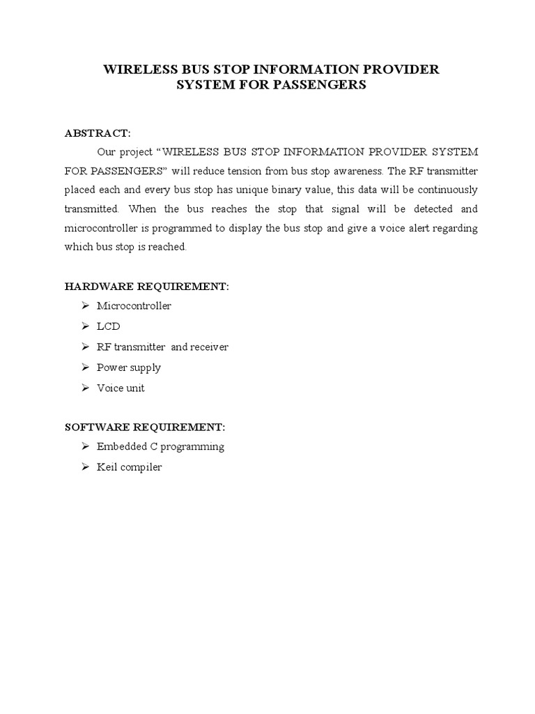 Wireless Bus Stop Info System | PDF | Teaching Methods & Materials ...