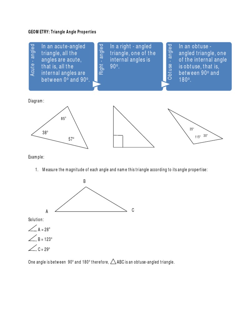 GEOMETRY: Triangle Angle Properties: Diagram | PDF | Summation | Matrix ...