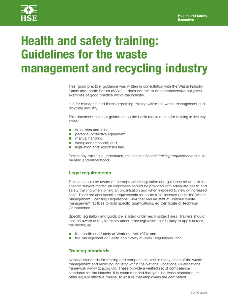 Safety Training Waste Management 21 Occupational Safety And Health