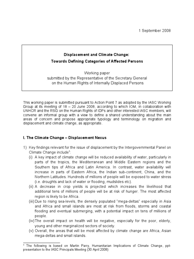Climate Change and Displacement Analysis | PDF | Internally Displaced ...