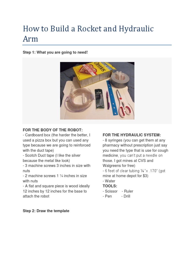 Hydraulic Arm Building Activity | PDF | Rocket | Adhesive
