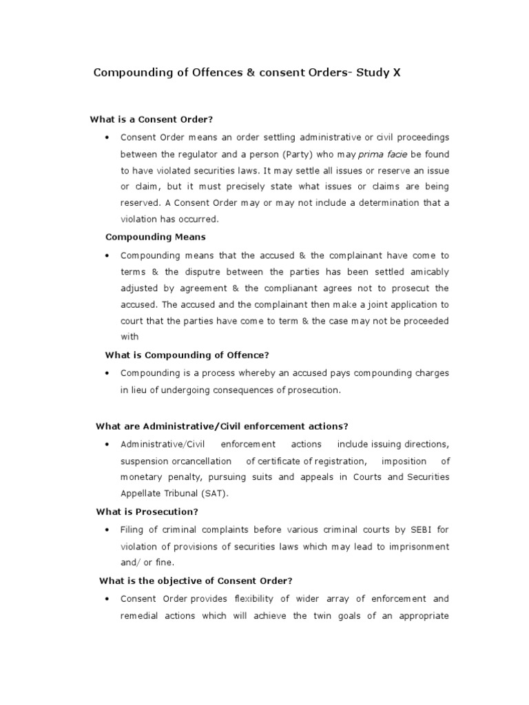Compounding of Offences & Consent Order X | PDF | Consent Decree | Fine ...