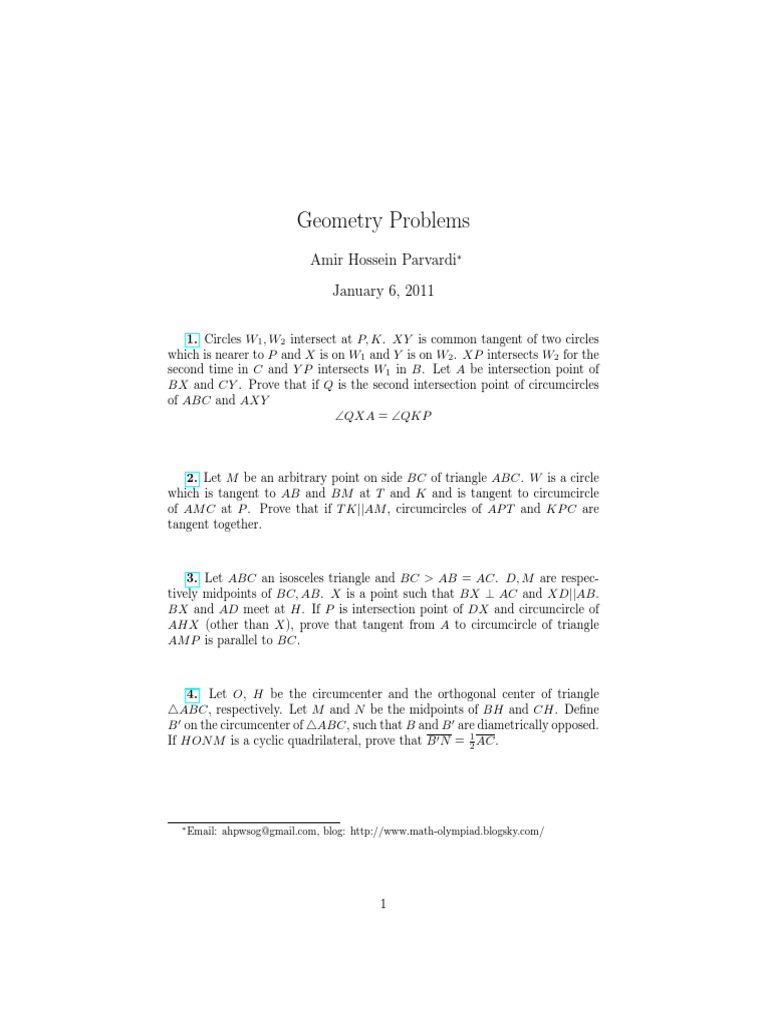 Advanced Circle Geometry Problems | PDF | Triangle | Circle