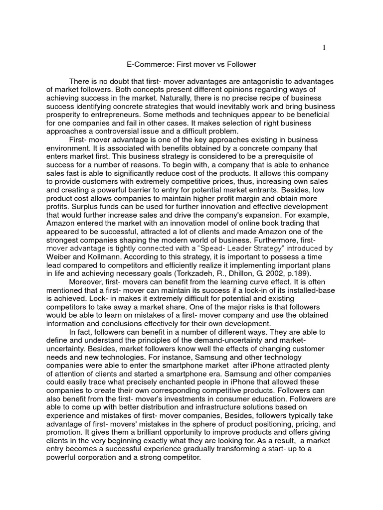 First-Mover Advantage in E-Commerce | PDF | Amazon.Com | Strategic ...