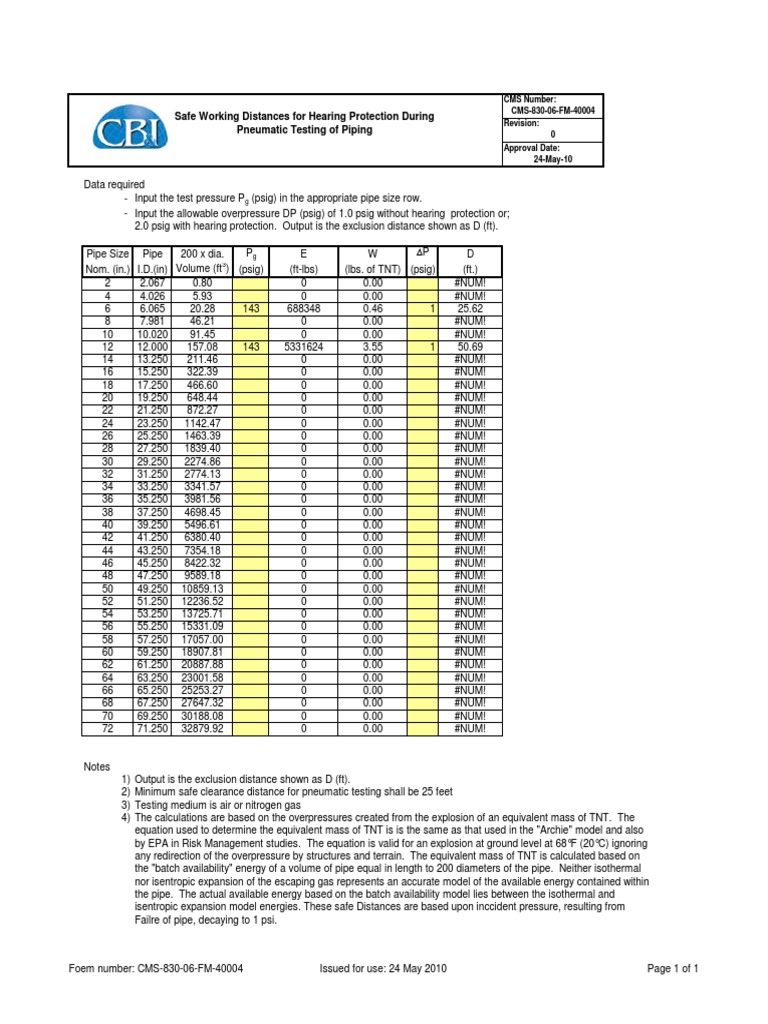 Pneumatic Testing Safety Distances | PDF | Gases | Nature