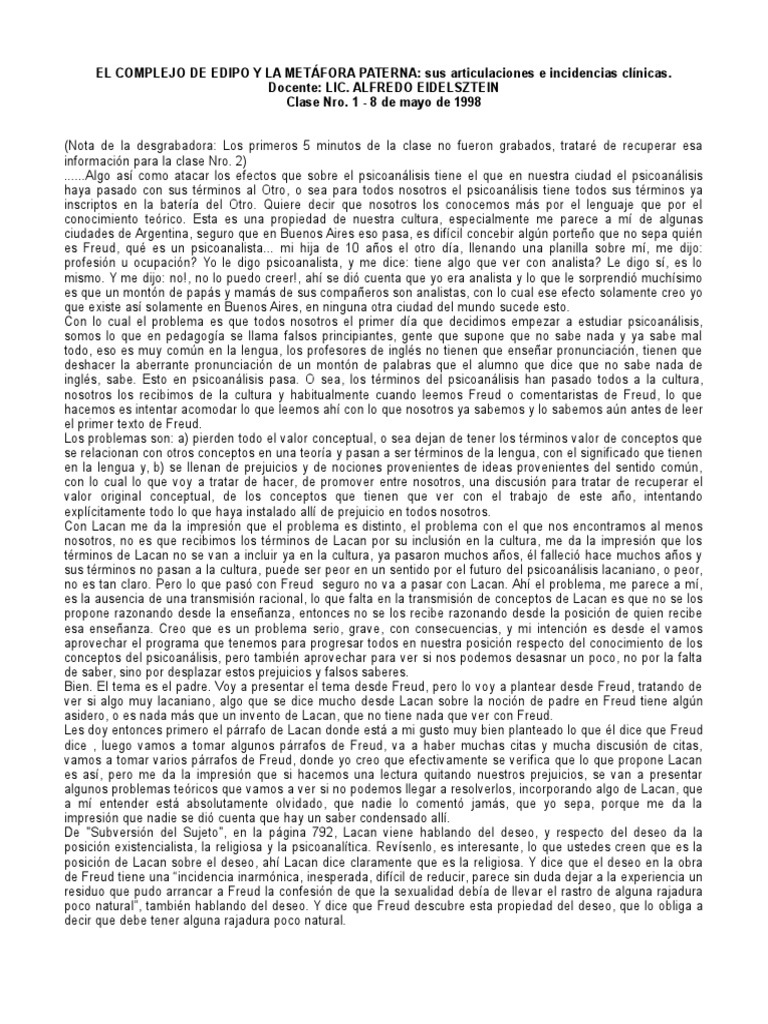 El Complejo de Edipo y La Metafora Paterna Uba | PDF | Jacques Lacan ...