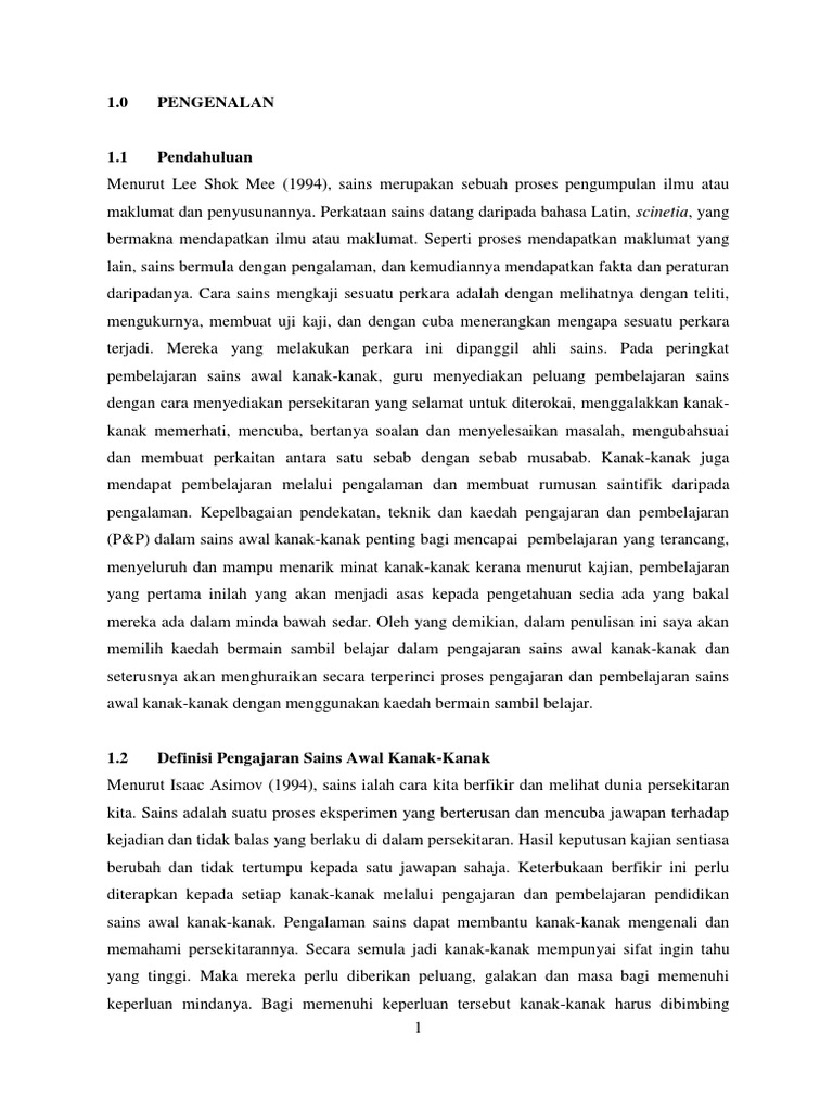 Tugasan Kumpulan 4 Pendidikan Sains Awal Kanak Kanak