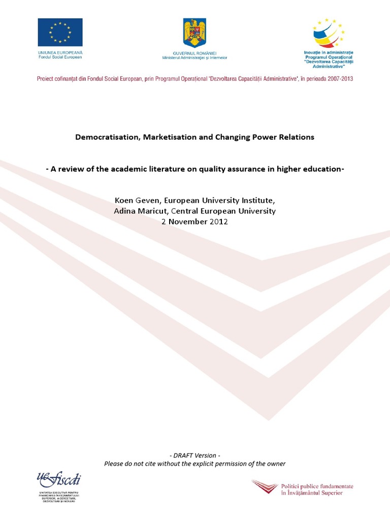 Review of The Academic Literature On Quality Assurance in Higher ...