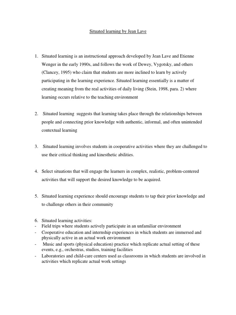 Understanding Situated Learning Theory | PDF | Science & Mathematics