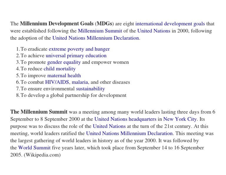 Millennium Development Goals Overview | PDF