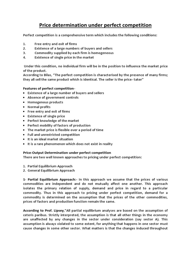 Price Determination Under Perfect Competition PDF Long Run And Short Run Perfect Competition