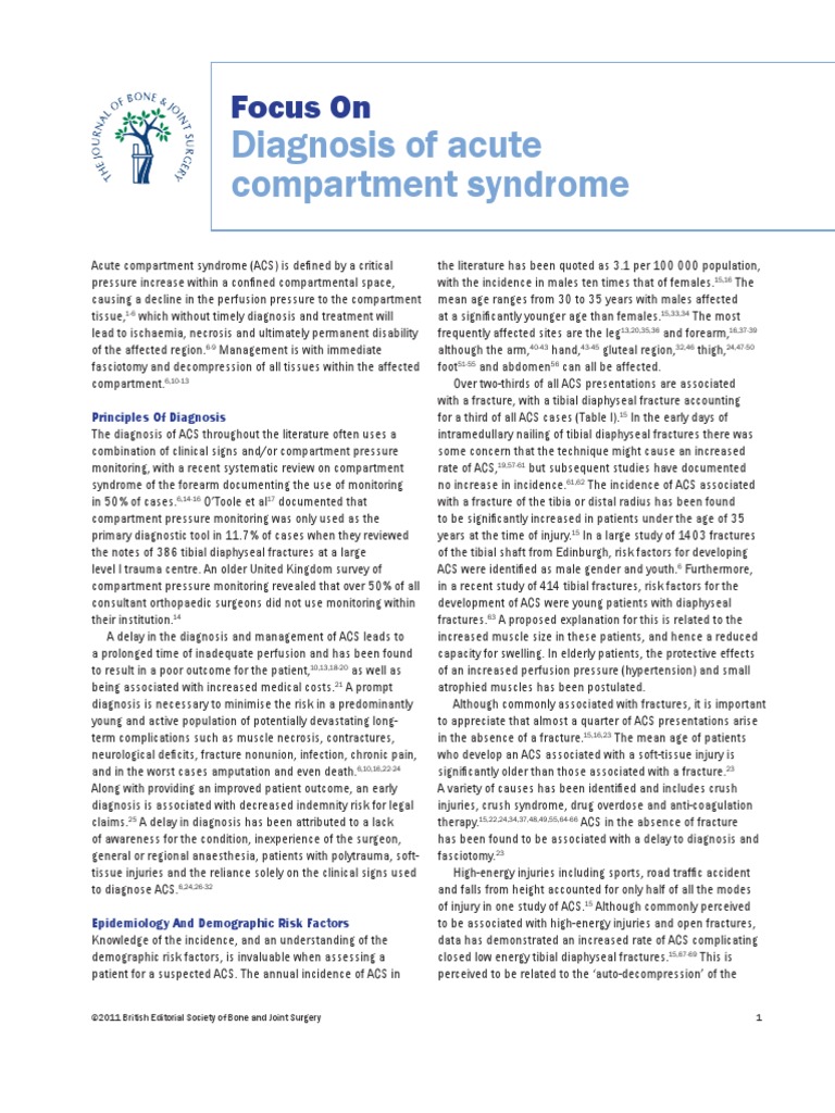 Focus On Diagnosis of Acute Compartment Syndrome PDF | PDF | Pain ...