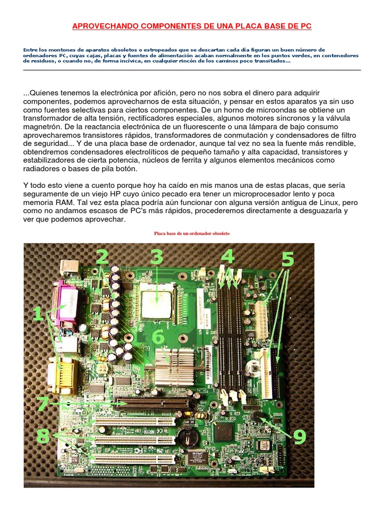 Aprovechando Componentes de Una Placa Base de PC | PDF | Transistor ...