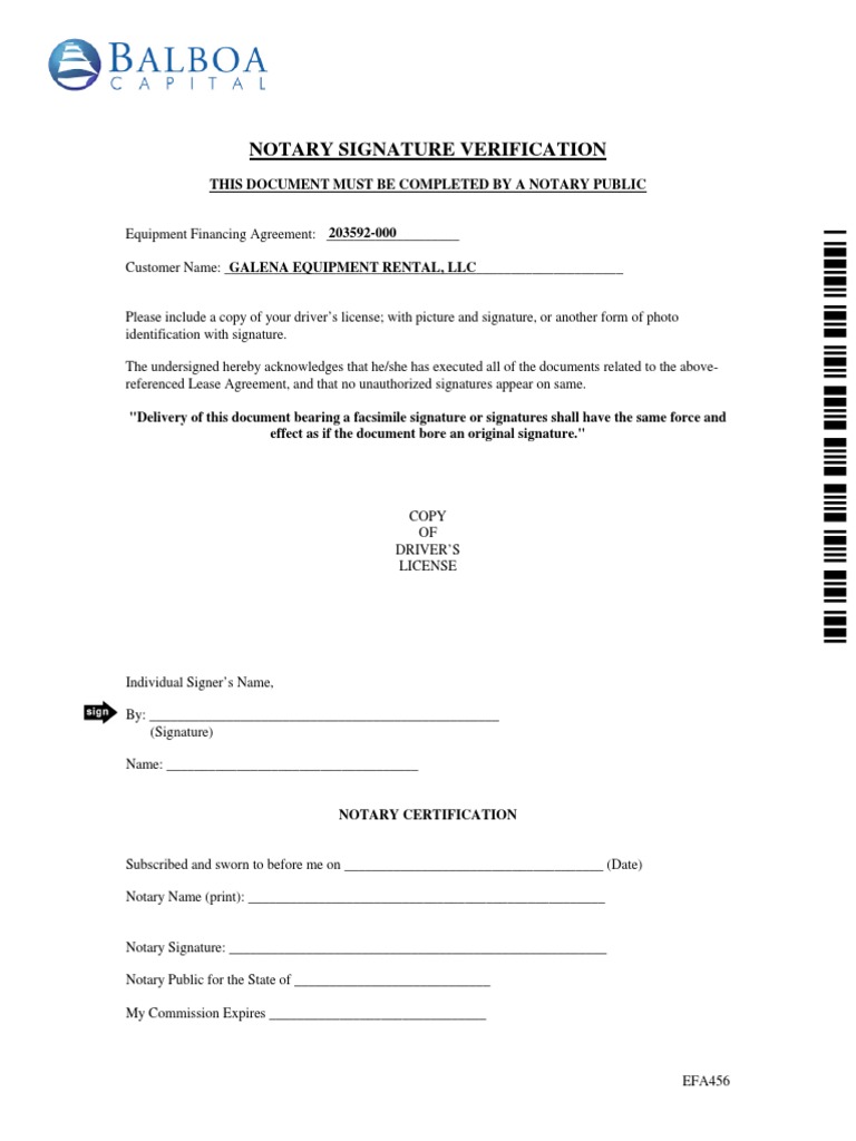 Notary Signature Verification: This Document Must Be Completed by A ...