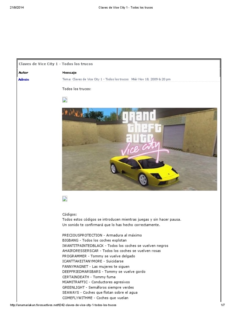 Claves de Vice City 1 Todos los trucos.pdf Tanques Tecnología militar