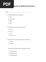 Questionnaire On "HR Processes of ITC LTD"