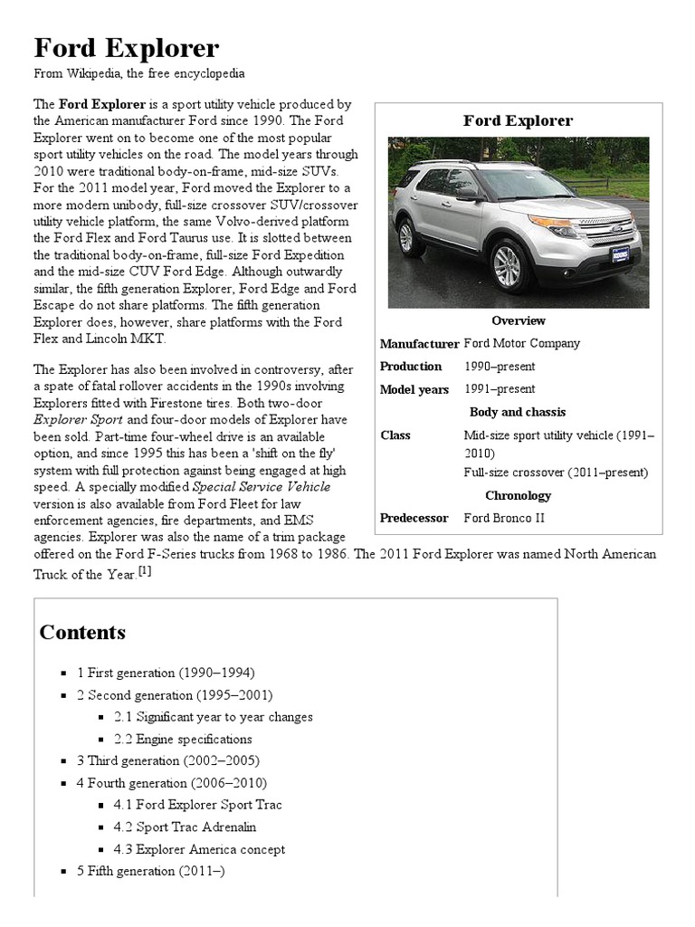 Ford Explorer - Wikipedia, the free encyclopedia.pdf | Sport Utility
