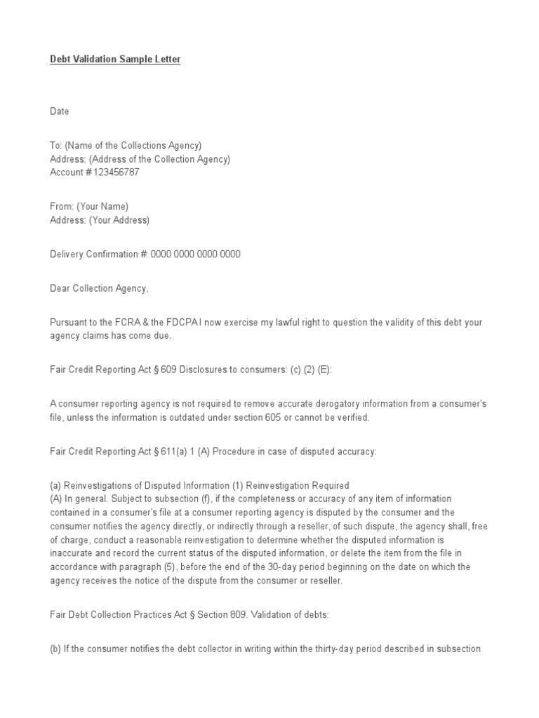 Validation Of Debt Letter from imgv2-2-f.scribdassets.com