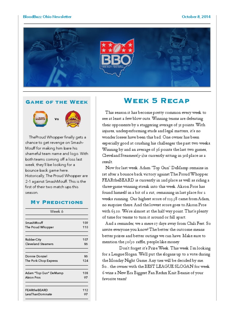 Week 5 Recap: Game of The Week | PDF
