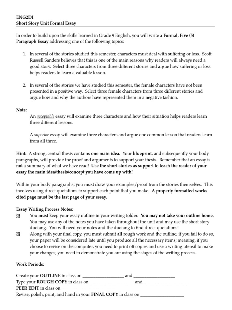 short story essay Essays Thesis