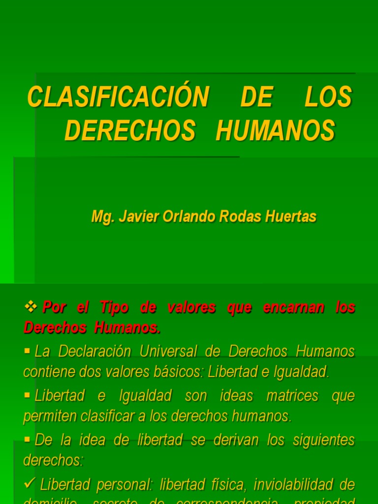 CLASIFICACION DE LOS DERECHOS HUMANOS.ppt Derechos civiles y politicos Derechos