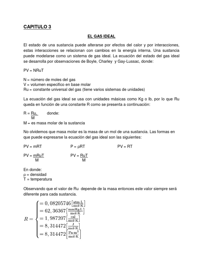 Ecuación Del Gas Ideal | PDF | Gases | Temperatura