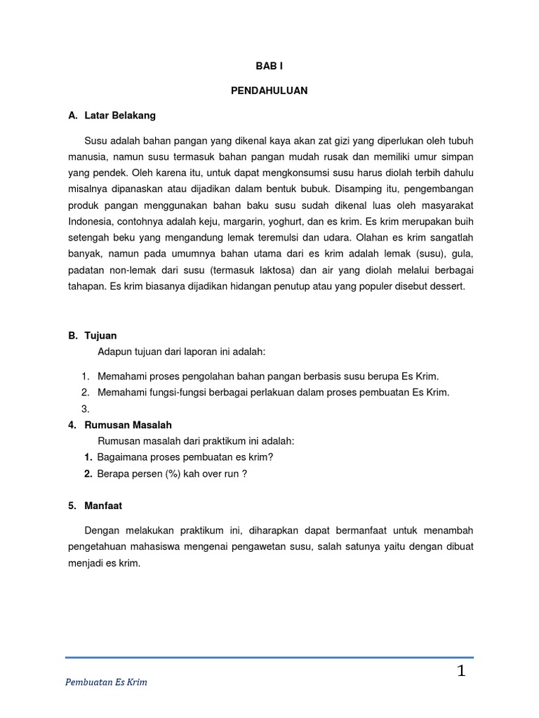 Laporan Pembuatan Es Cream